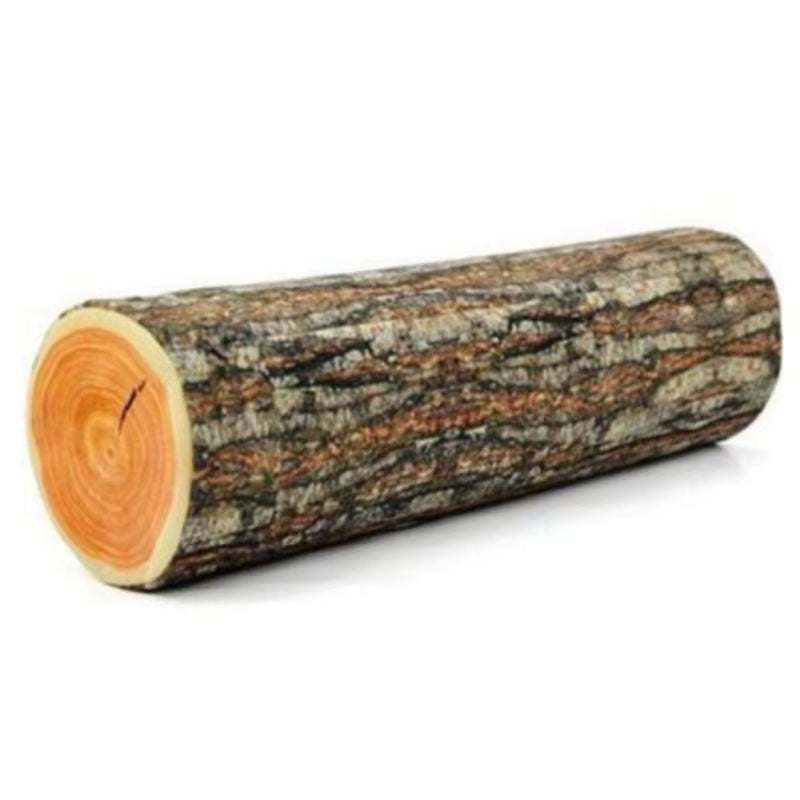 Realistische Holztextur-Flanellkissen in Baumstumpfform (35 cm)
