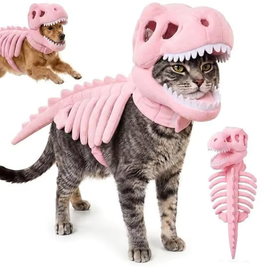 Bequemes und leichtes Dinosaurierskelett-Haustierkostüm (für Hunde und Katzen)