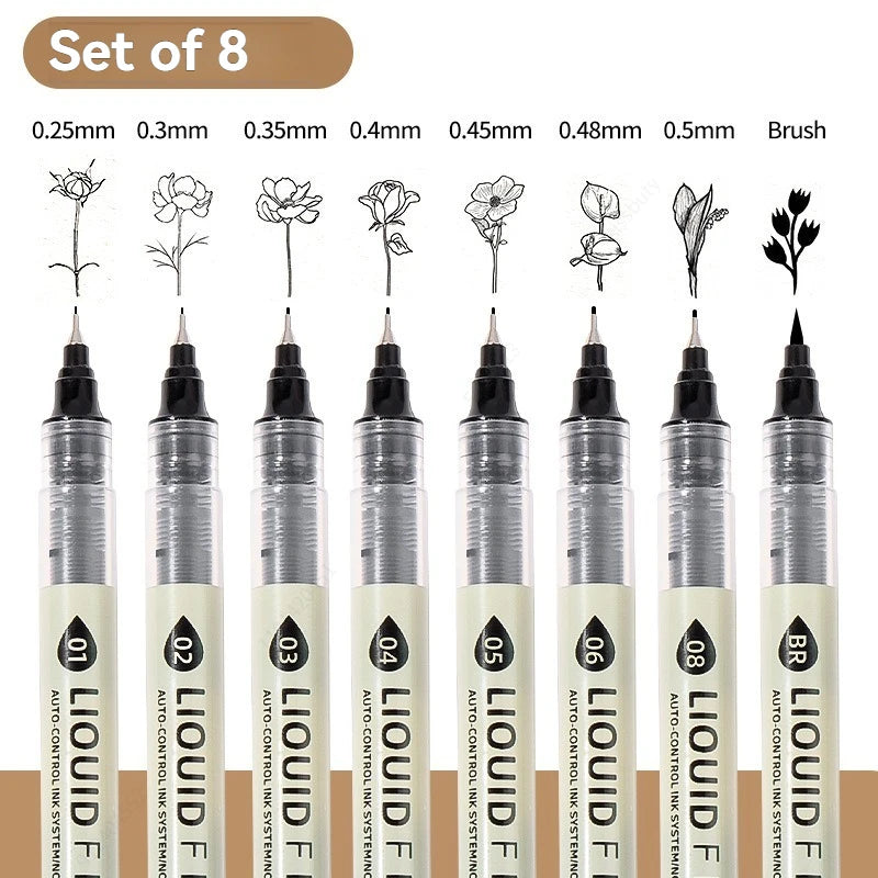 Feinspitziges, nicht ausblutendes, mehrfarbiges Manga-Kunstmarker-Set (5–8 Stück)