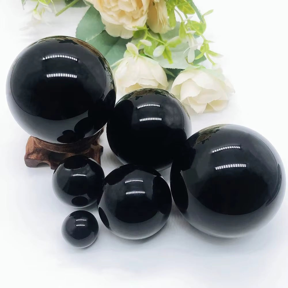 Natürlich polierte schwarze Obsidian-Kugel (40 mm)