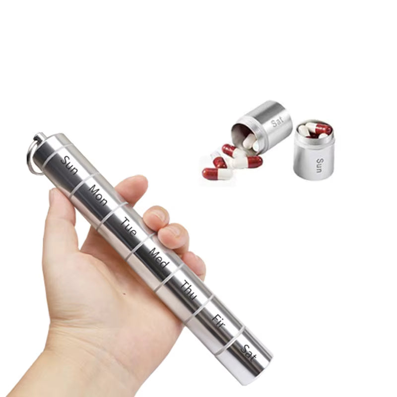 Wasserdichter Aluminium-Schlüsselanhänger-Pillenorganizer (7-Tage)