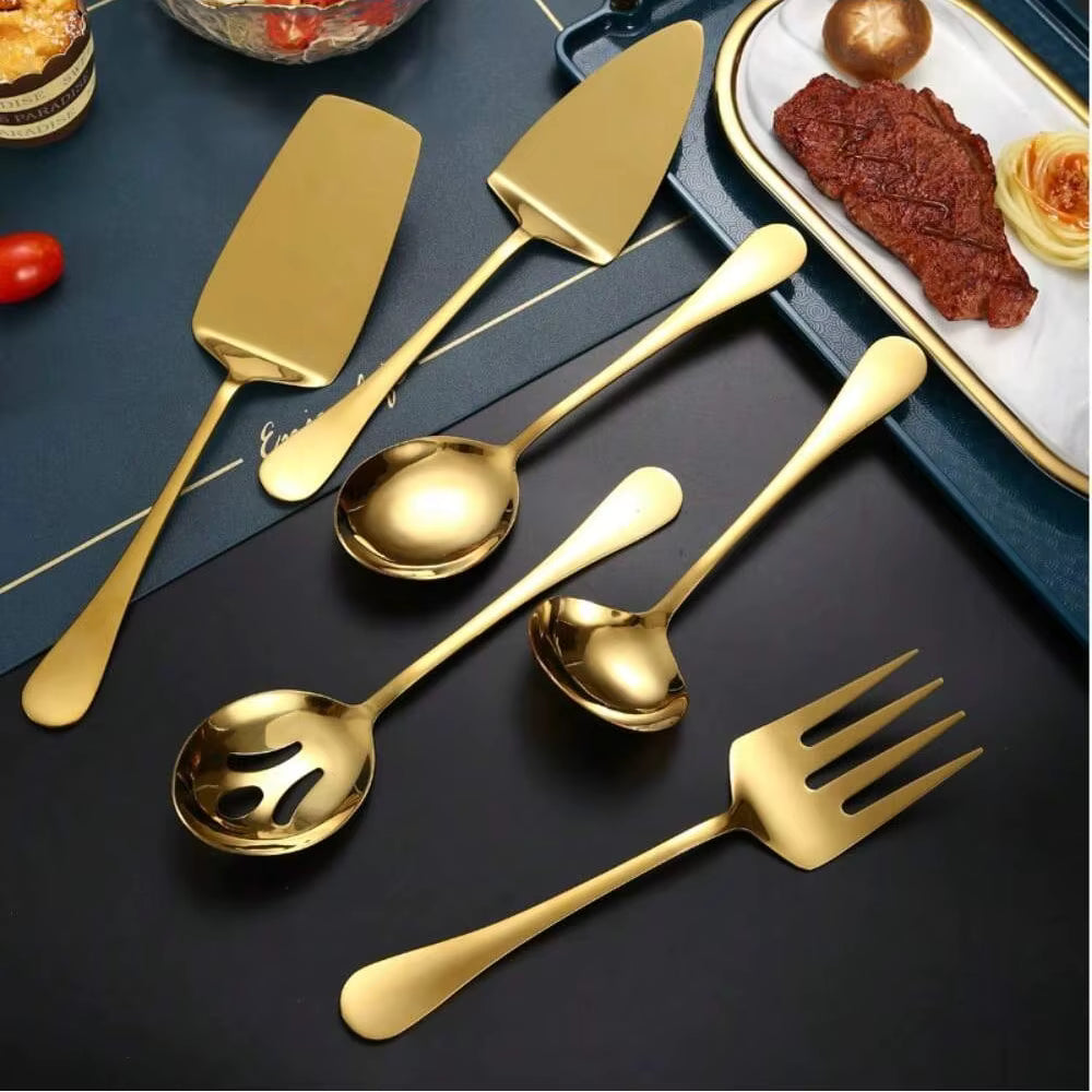 Elegantes Küchenutensilien-Set aus Edelstahl mit Goldfinish (6 Teile)