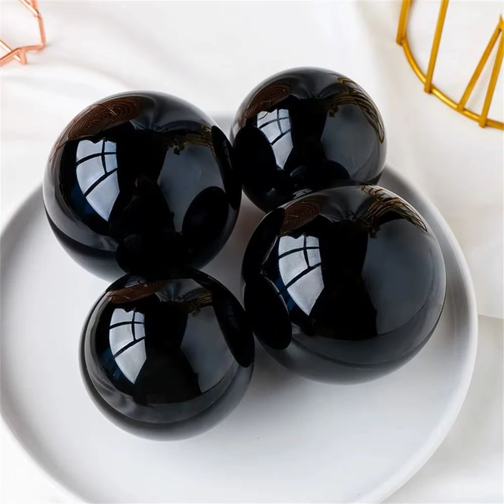 Natürlich polierte schwarze Obsidian-Kugel (40 mm)