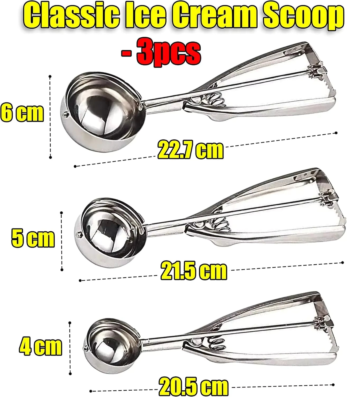 Langlebiges Kugellöffel-Set mit scharfer Kante (3-teilig)