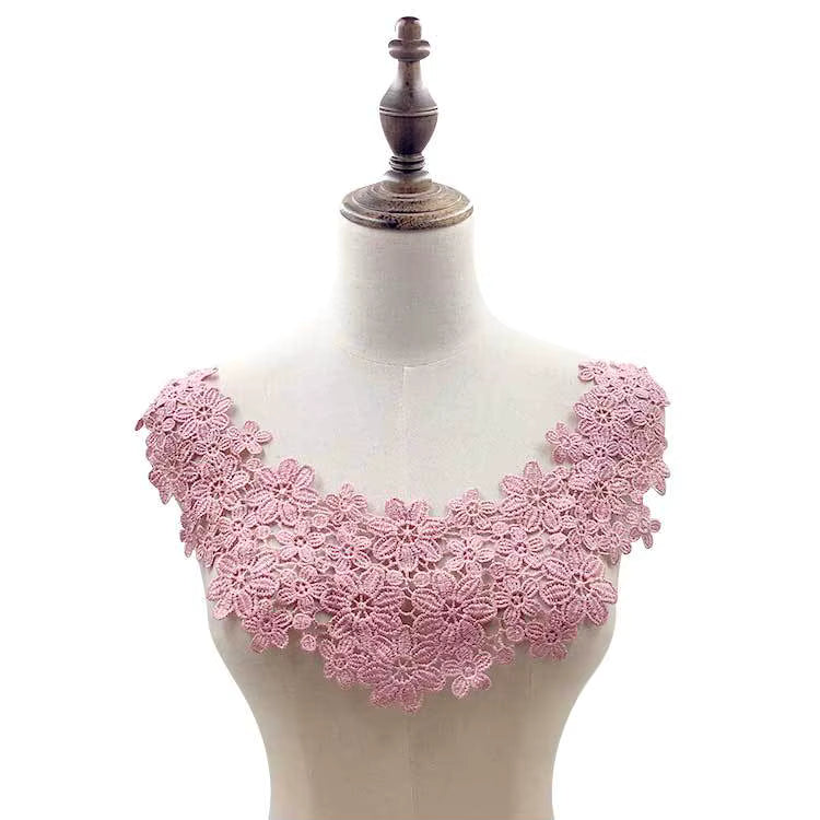 Aftagelig Blomstret Broderet Blonder Krave