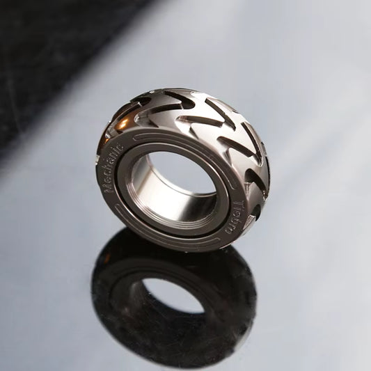 Leiser Fidget-Ring mit Ratschenrad aus Edelstahl