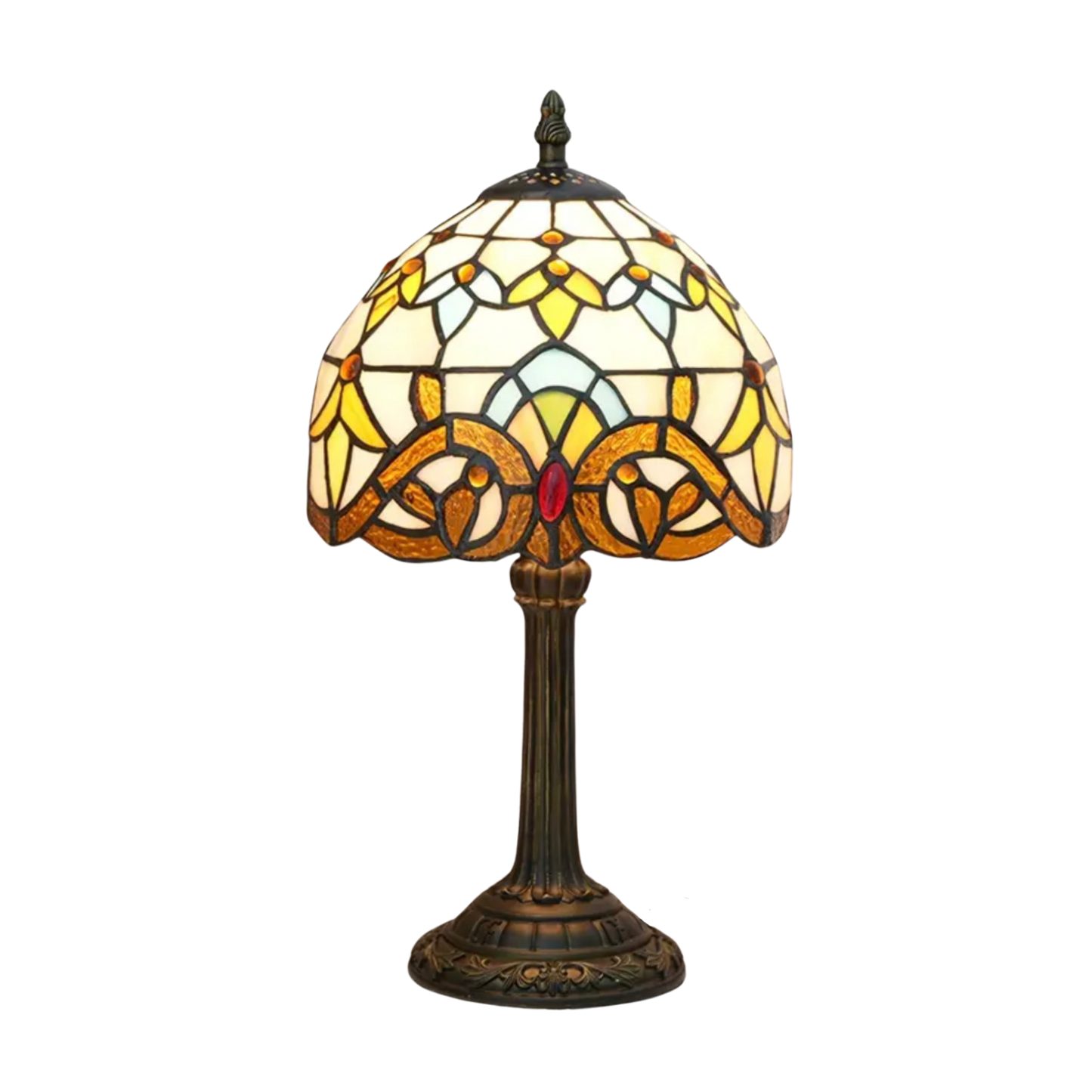 LuminaTiffany - Tiffany-Glas-Tischlampe mit schönem farbigen Glasdesign | 50% RABATT