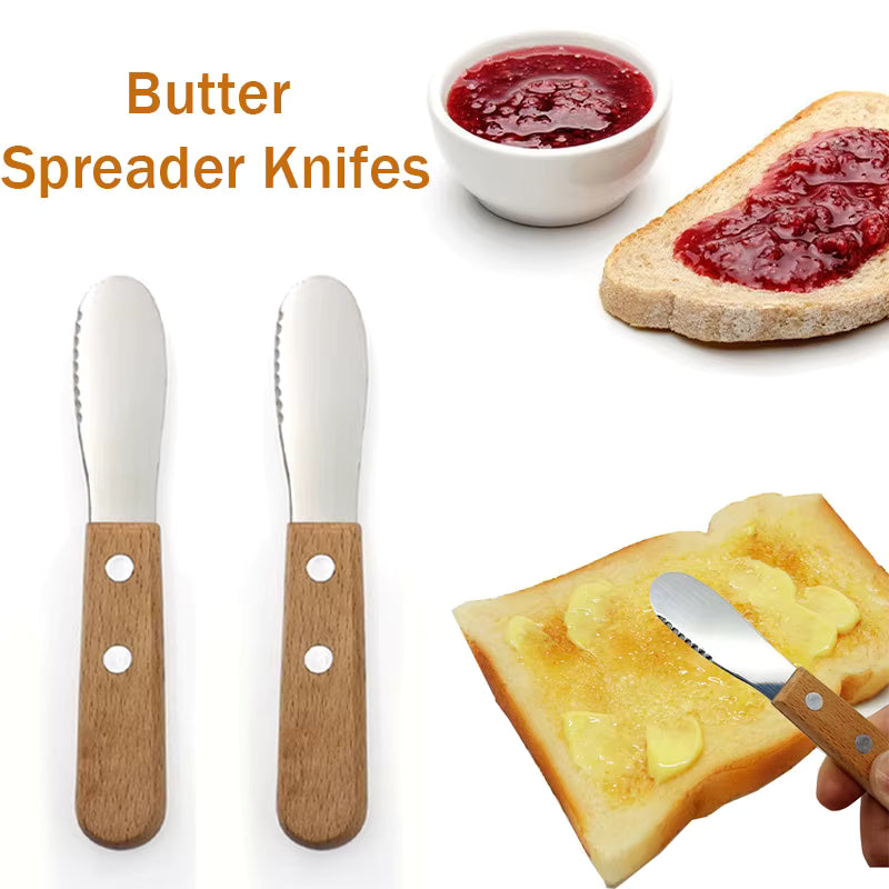 Buttermesser mit Klinge aus rostfreiem Stahl und rutschfestem Holzgriff