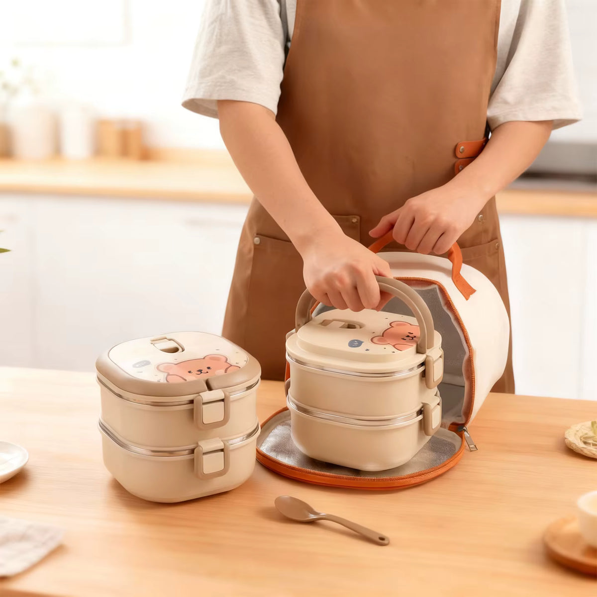 Verstellbarer Topfuntersetzer aus Buchenholz und Edelstahl