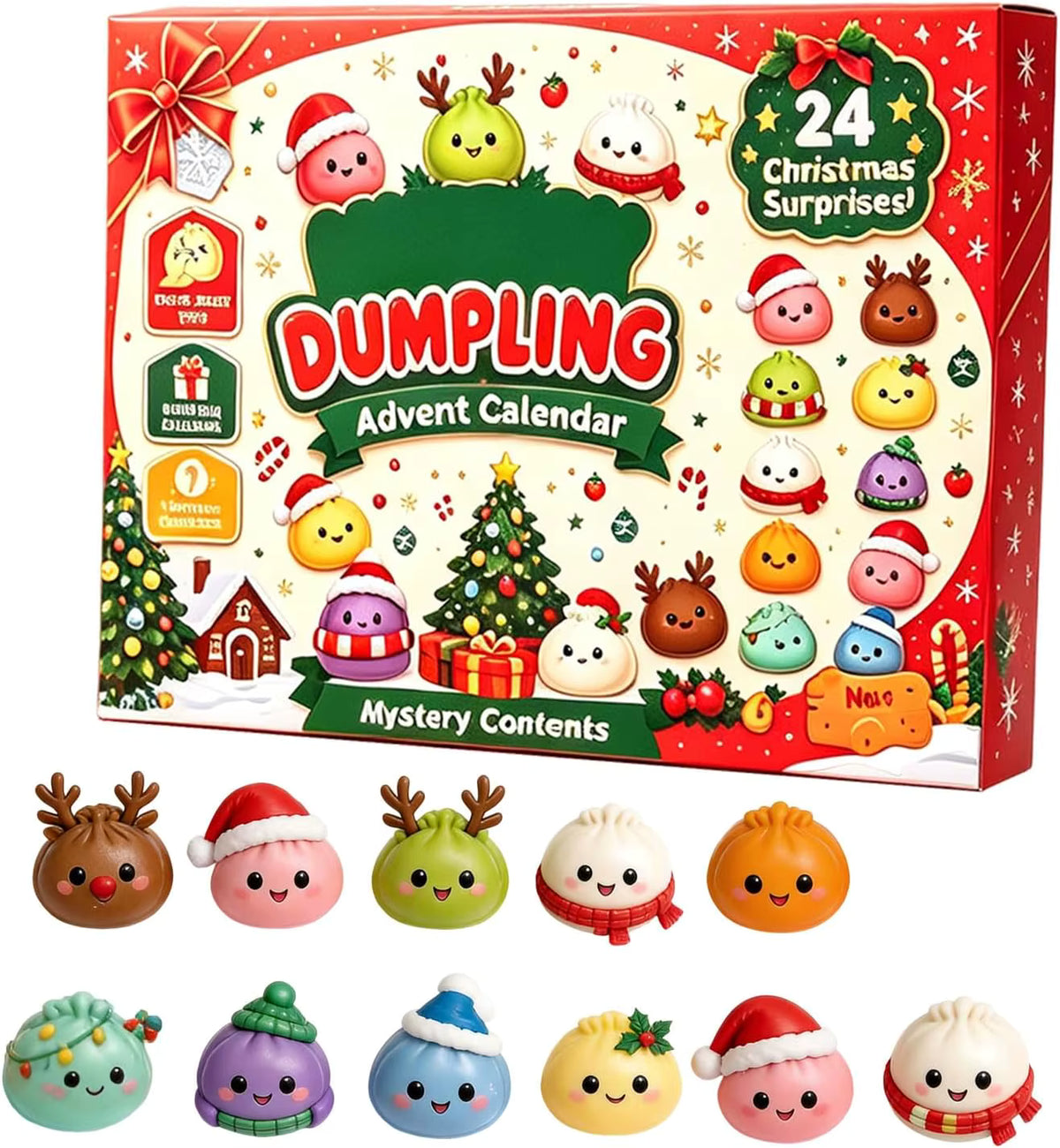 Stressabbau 24-tägiger Dumpling-Squishy-Adventskalender