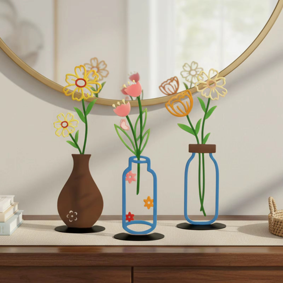 Wetterbeständige Eisenblumenvasen (3er-Set)