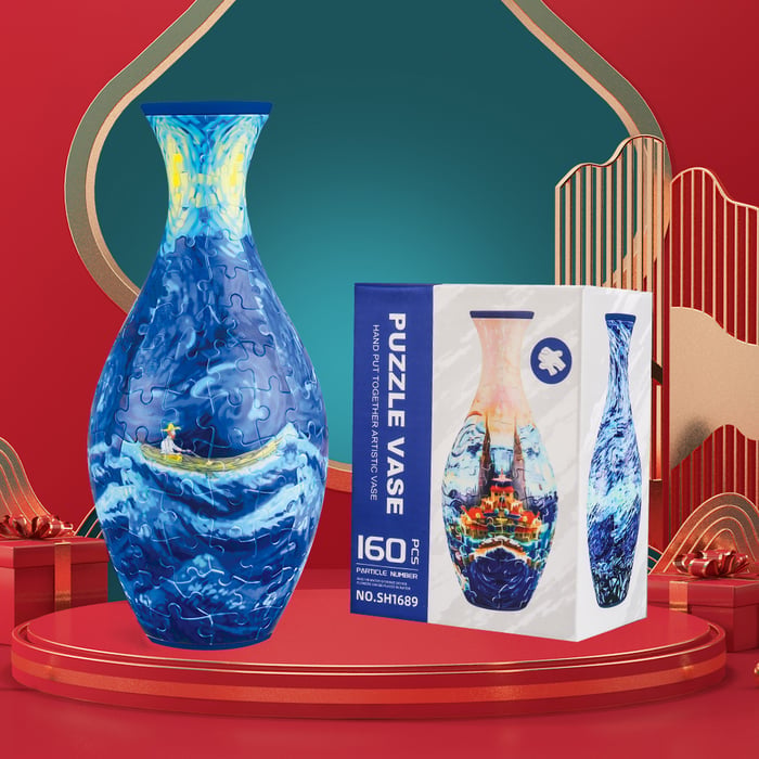 EcoBloom - 3D Puzzle Vase - Dekorative Blumenvase mit abnehmbarer Wasserbehälter