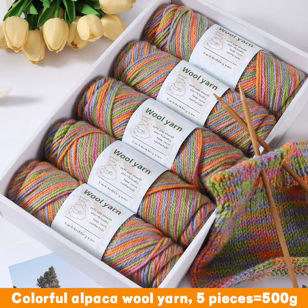 Farbverlaufsfarbenes dickes Alpakagarn (500-g-Packung)