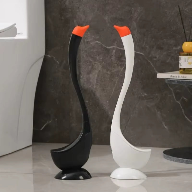 Toilettenbürste mit langem Griff und dichten Borsten (Schwanenform)