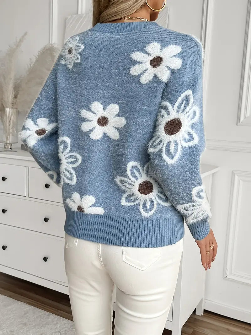 Annika - Strickpullover mit Margeritenmuster