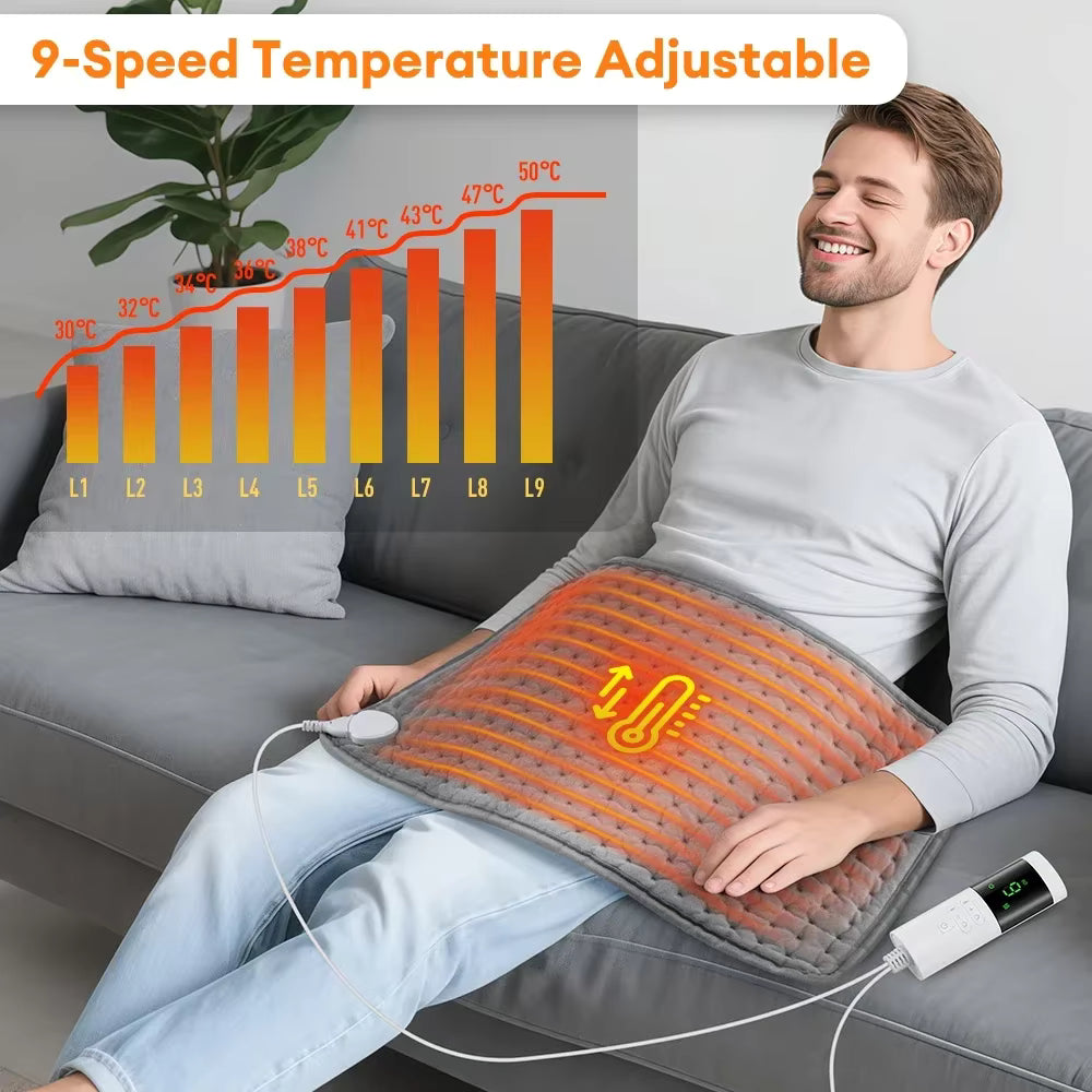 Nacken- und Schulterheizkissen, 9-stufig, mit automatischer Abschaltung, waschbar (30x60cm)