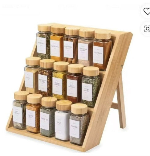BPA-freies quadratisches Gewürzgläser-Set mit Bambusregal, 15-teilig