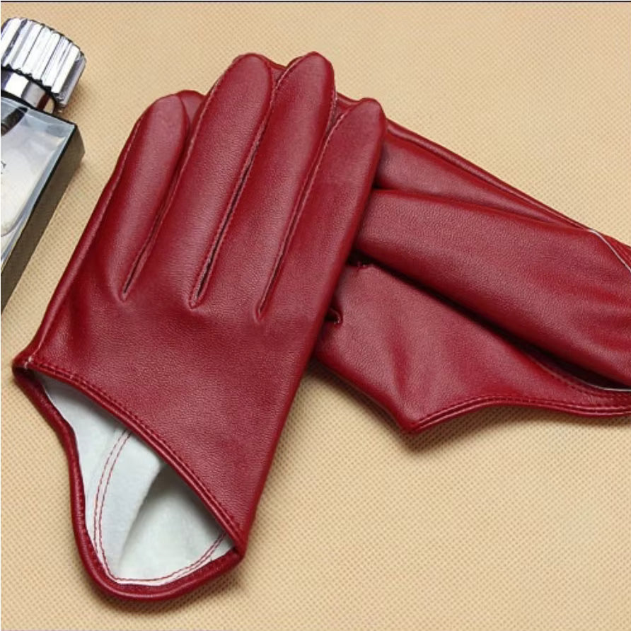 Fingerlose Handschuhe aus PU-Kunstleder mit halben Handflächen (Einheitsgröße)