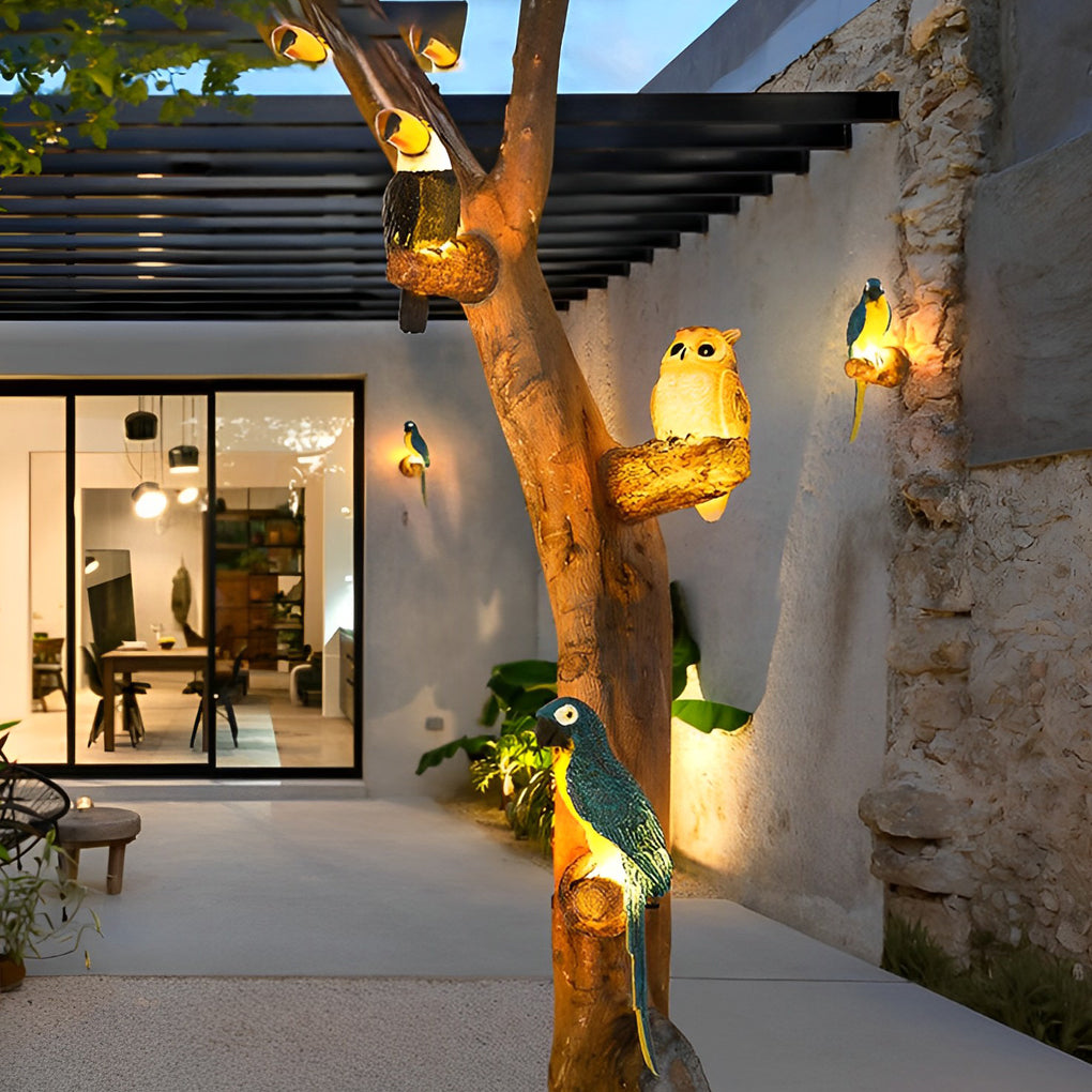 TierLicht - Wasserdichte LED-Außenlampe in Tierform mit Papageiendesign