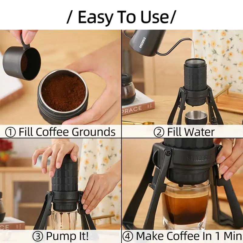 Tragbare manuelle Espressomaschine für zwei Shots (180 ml)