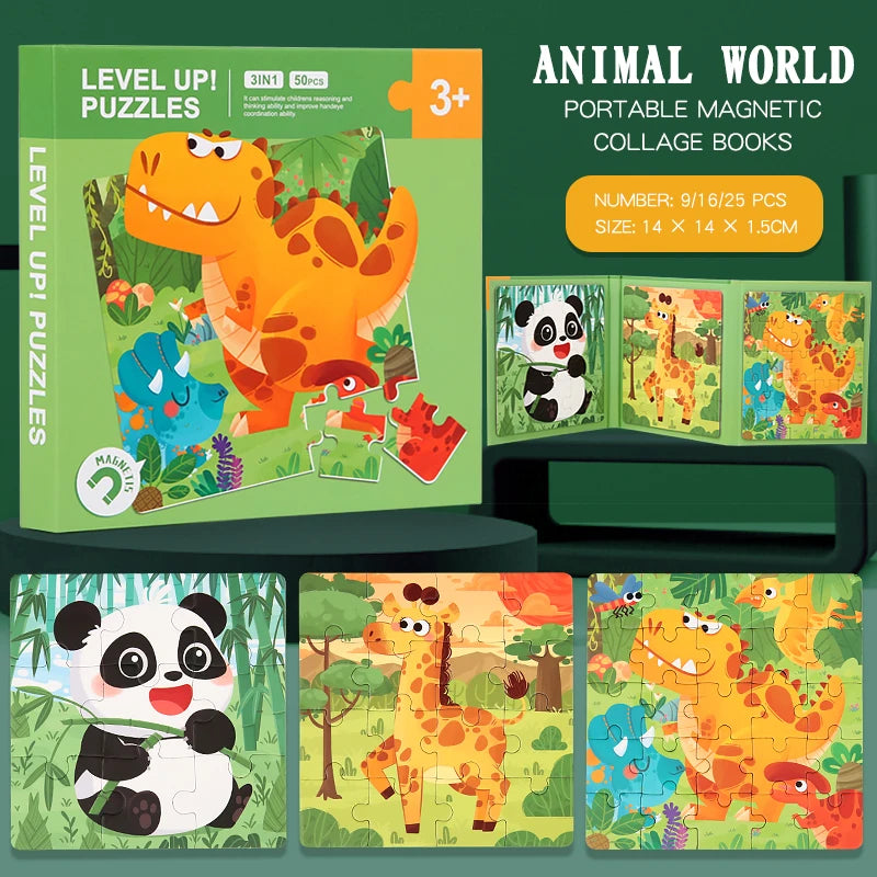 Magnetisches Holzpuzzle-Buch (3-in-1)