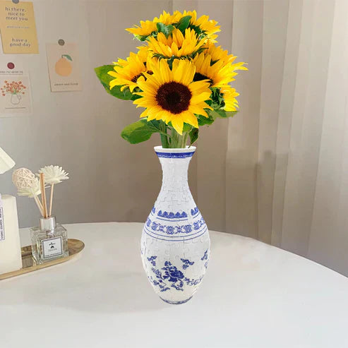 EcoBloom - 3D Puzzle Vase - Dekorative Blumenvase mit abnehmbarer Wasserbehälter