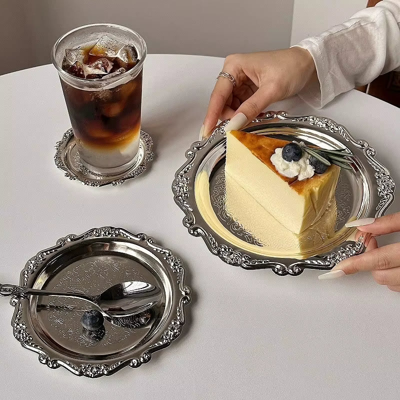 Sølvbelagt Retro Desserttallerken (10–25 cm)