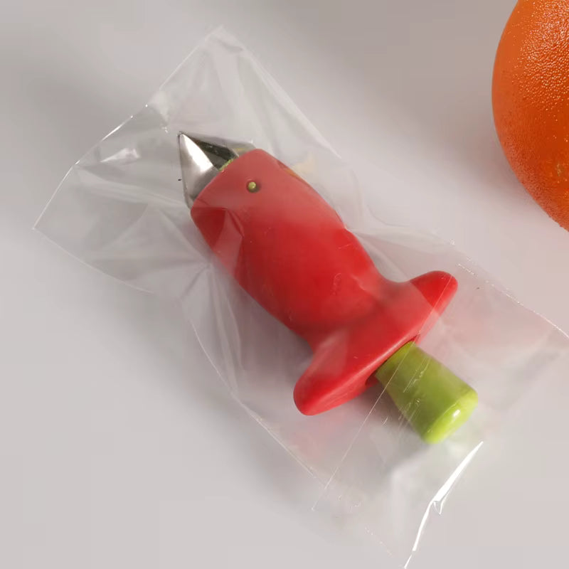 Einhändiger Erdbeerstrunkentferner ohne Stielansatz (Tomaten- und Ananaskernentferner)