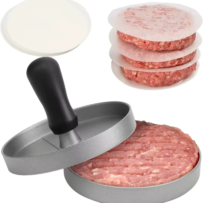 Lebensmittelechte Antihaft-Aluminium-Burgerpresse (abnehmbarer Griff)