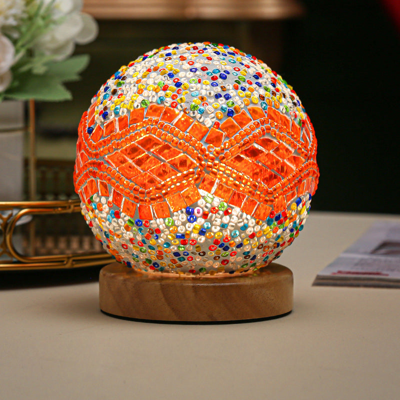 Dimbare Sferiske Bordlampe i Glas med Bohemian Design – Perfekt til Stuen og Natbordet-4