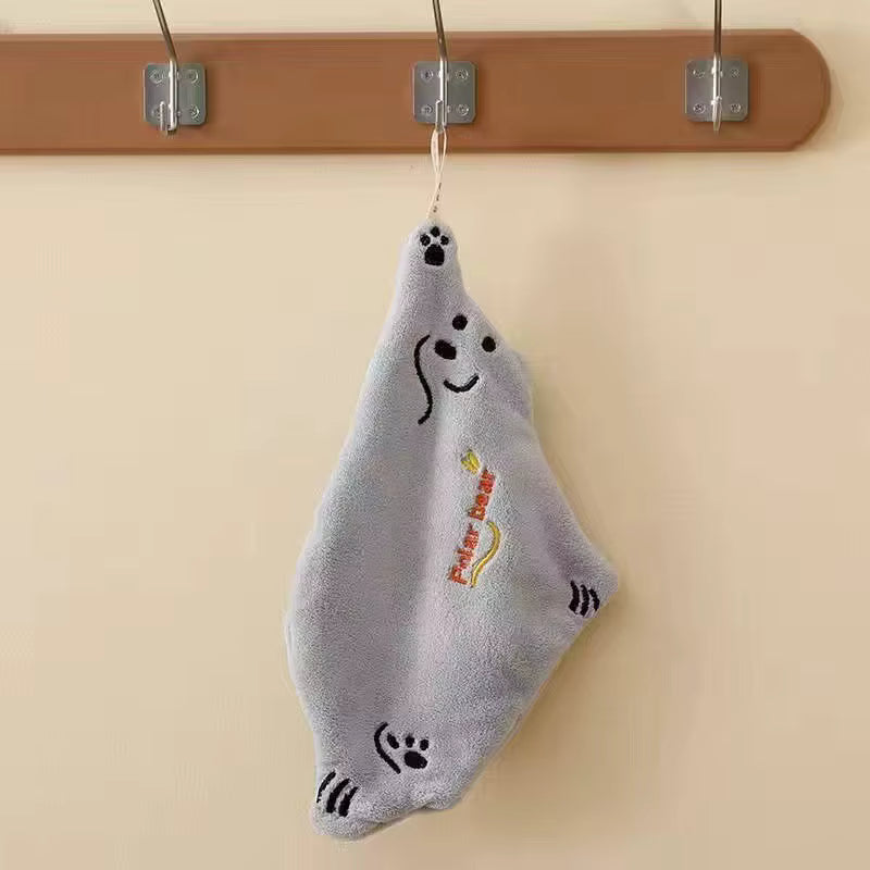 Superabsorbierendes hängendes Koralfleece-Küchenhandtuch (Eisbär)