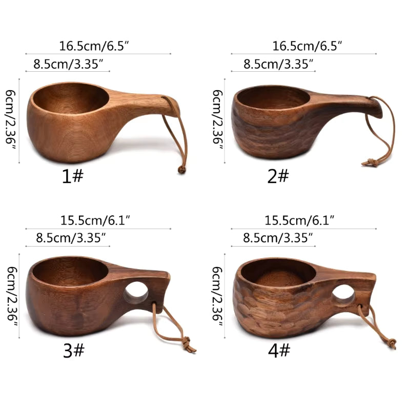 Ergonomischer tragbarer Kaffeebecher aus Akazienholz