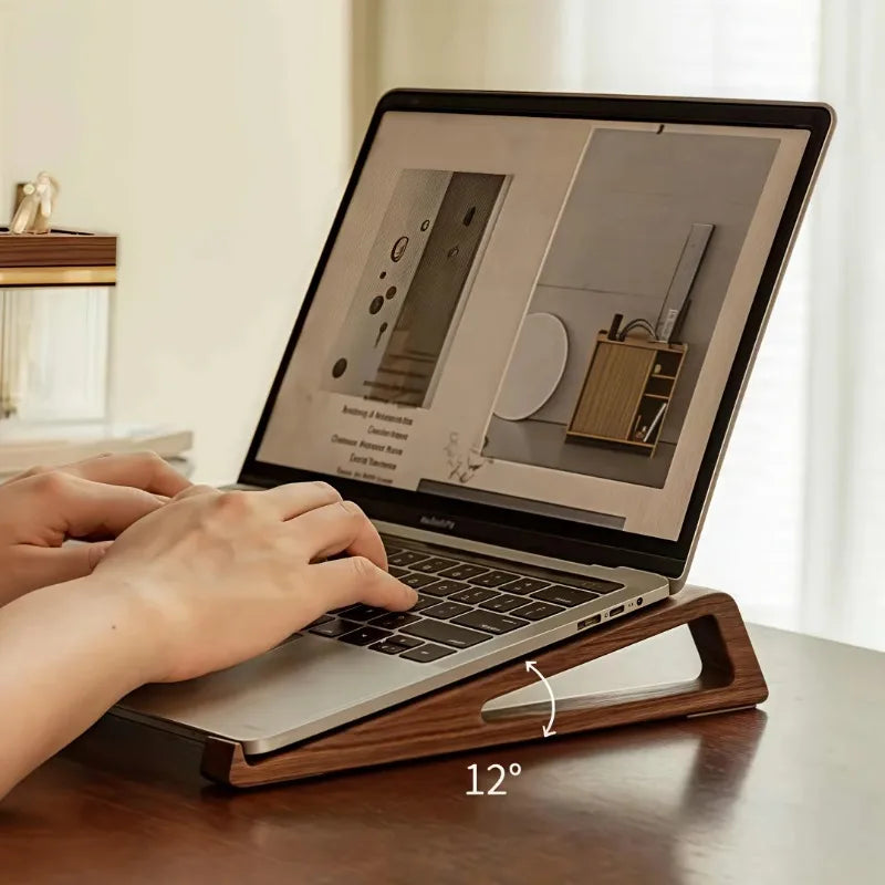 Ergonomisk 12° foldbar træ bærbar computerholder (sæt med 2)