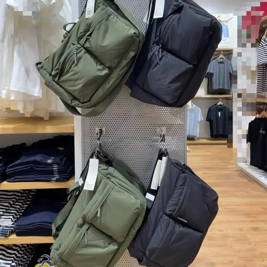 Leichte Nylonschultertasche mit mehreren Taschen (umwandelbar)