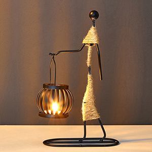 Variant image for Retro Elegant Kaarsholder i Metal - Håndlavet Design til Salontabel, 24,5 cm x 14 cm, Minimalistisk Indretning-2
