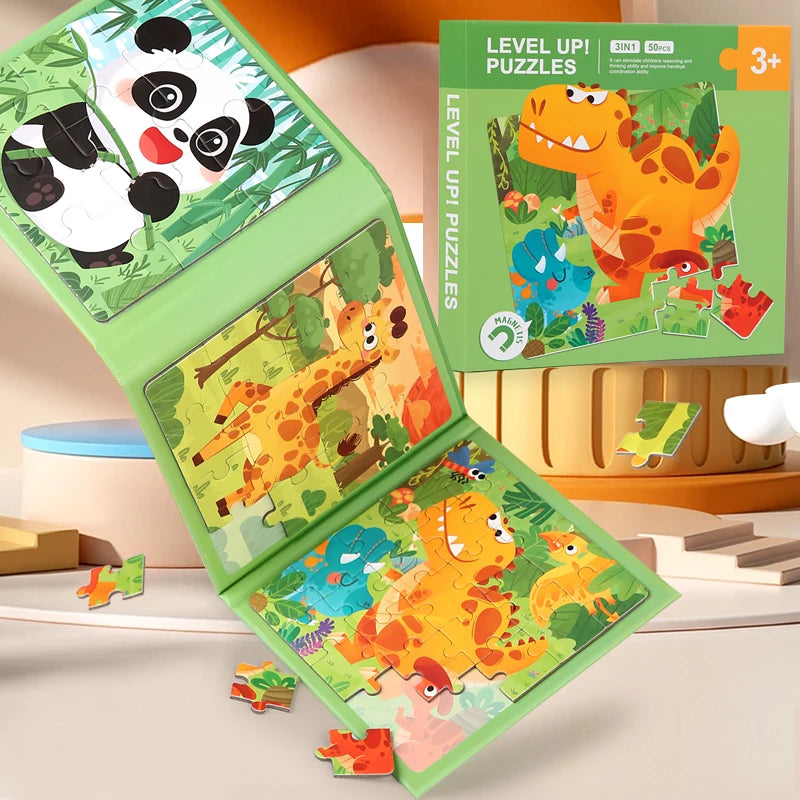 Magnetisches Holzpuzzle-Buch (3-in-1)
