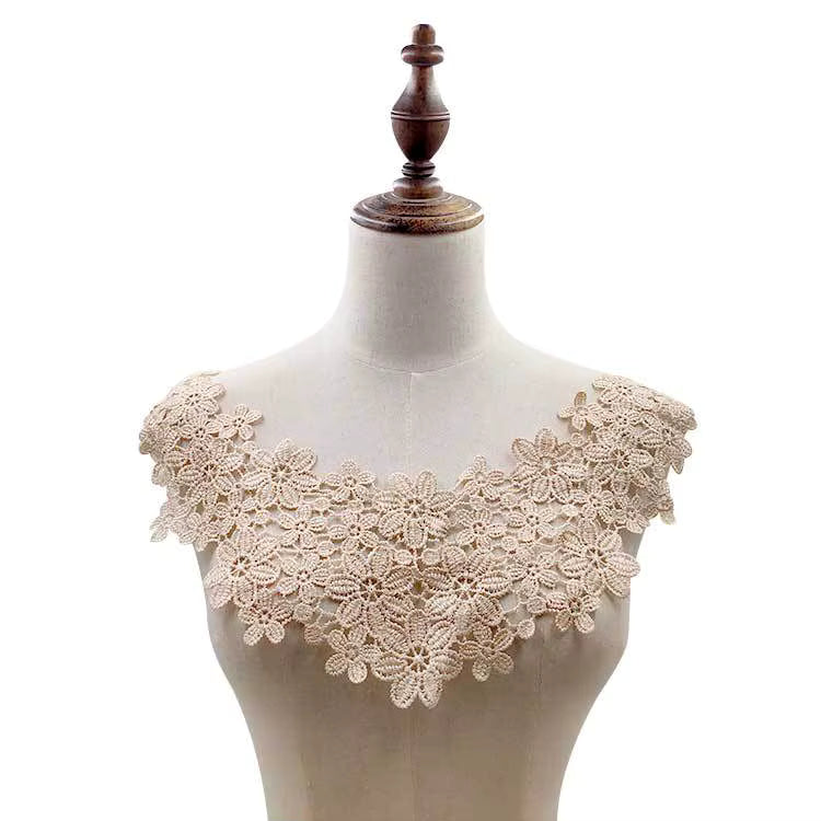 Aftagelig Blomstret Broderet Blonder Krave
