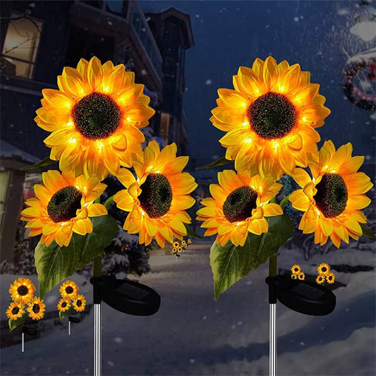 Solarbetriebene Sonnenblumen-LED-Gartenleuchte (1 oder 3 Köpfe)