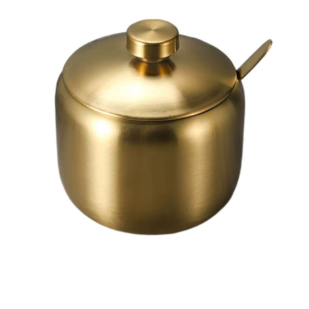 Zuckerbehälter aus Edelstahl mit größerem Fassungsvermögen (Löffel und Deckel)