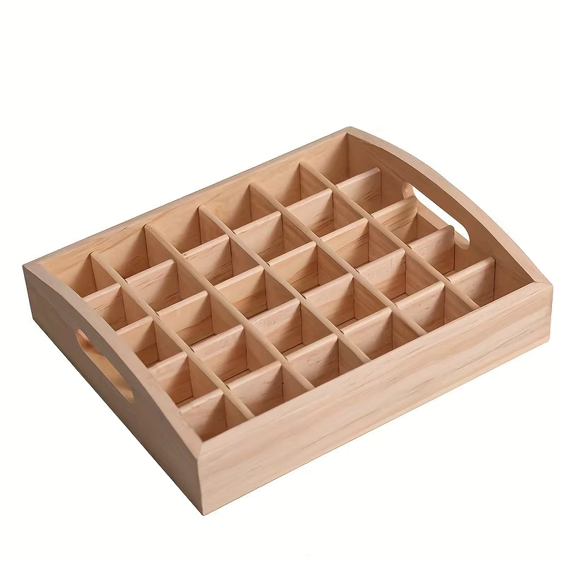 Tragbare Aufbewahrungsbox aus Kiefernholz für 30 Fläschchen ätherischer Öle