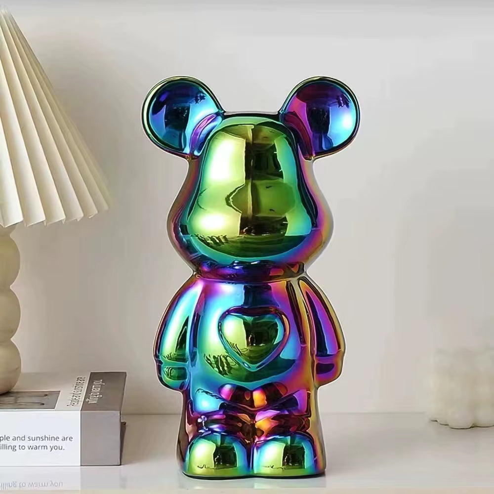 Moderne keramische Bärenfigur im Blockstil (18/28 cm)