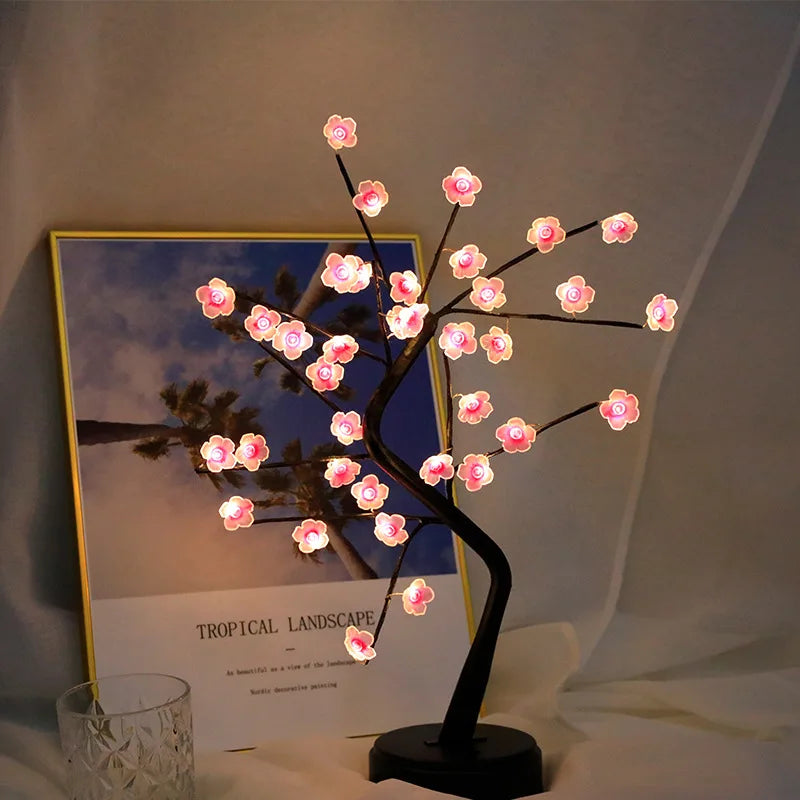 Berührungsgesteuerte LED-Bonsai-Tischleuchte mit biegsamen Zweigen