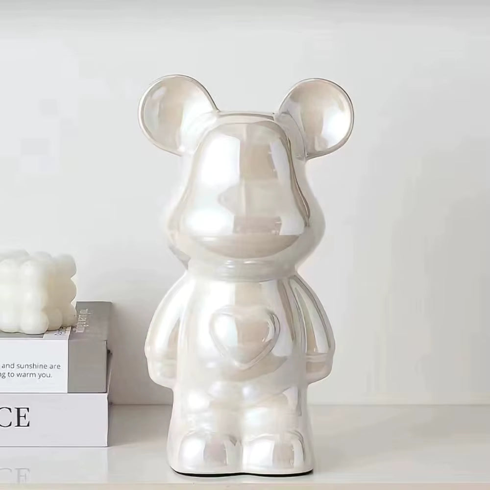 Moderne keramische Bärenfigur im Blockstil (18/28 cm)