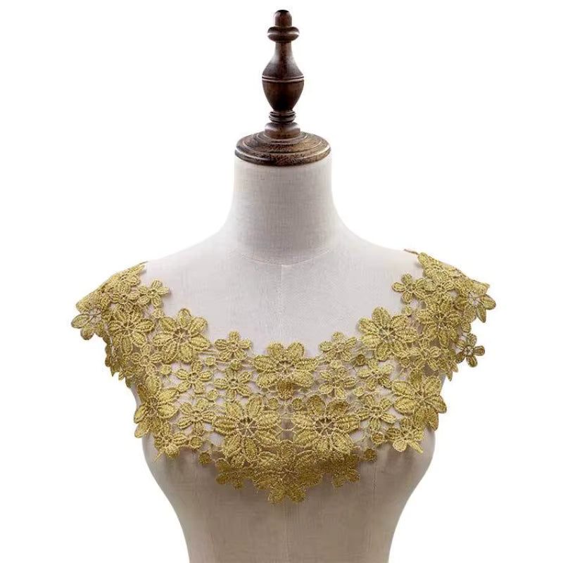 Aftagelig Blomstret Broderet Blonder Krave