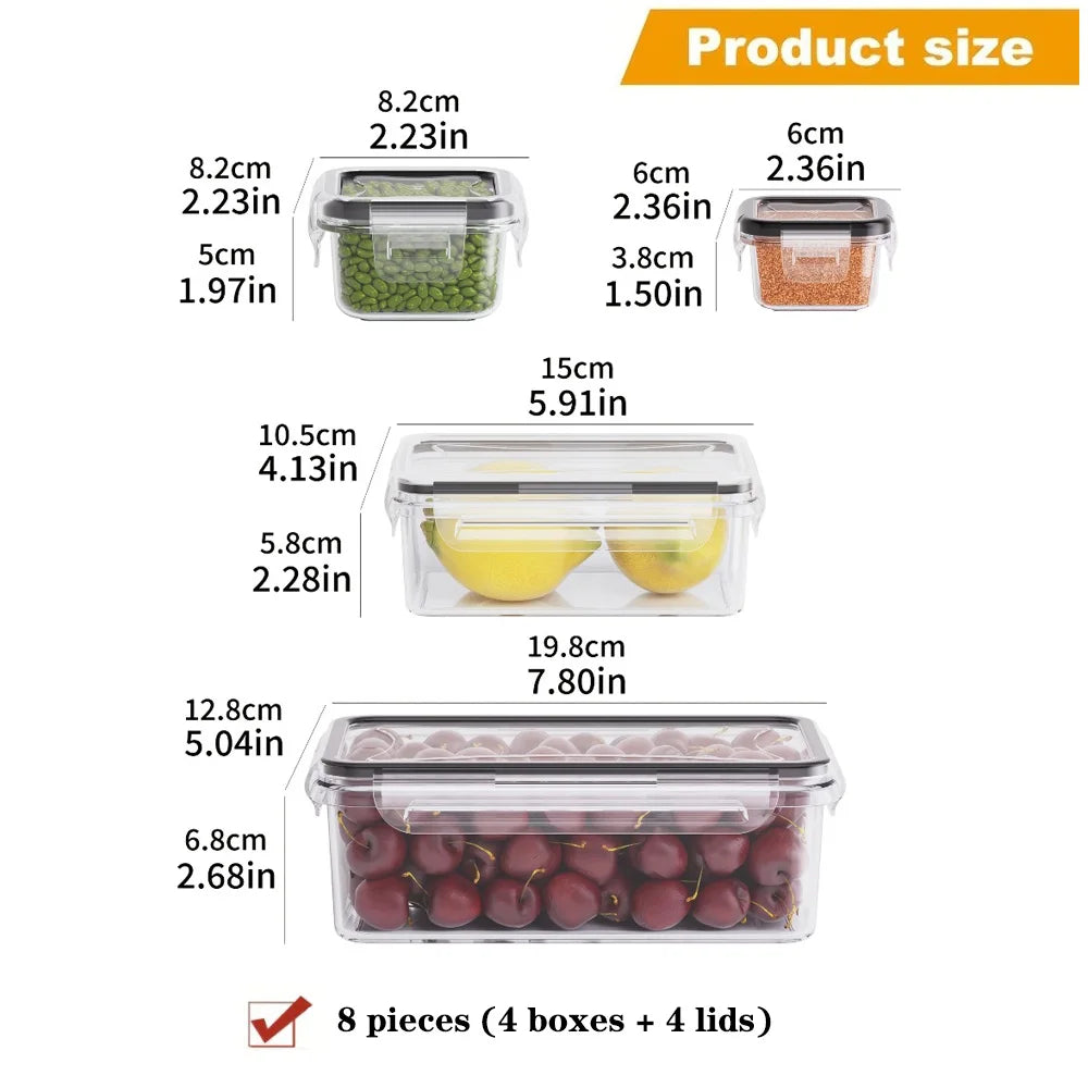 Lufttætte låsbare og BPA-frie madopbevaringsbeholdere (8 dele)