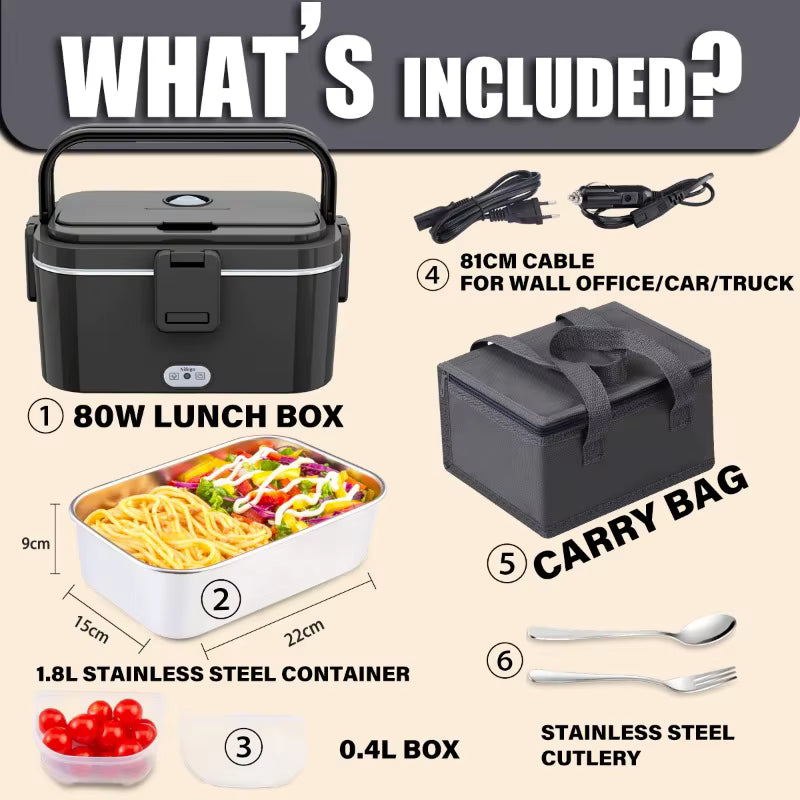 Tragbare selbstheizende Lunchbox aus Edelstahl (inklusive isolierter Tasche)