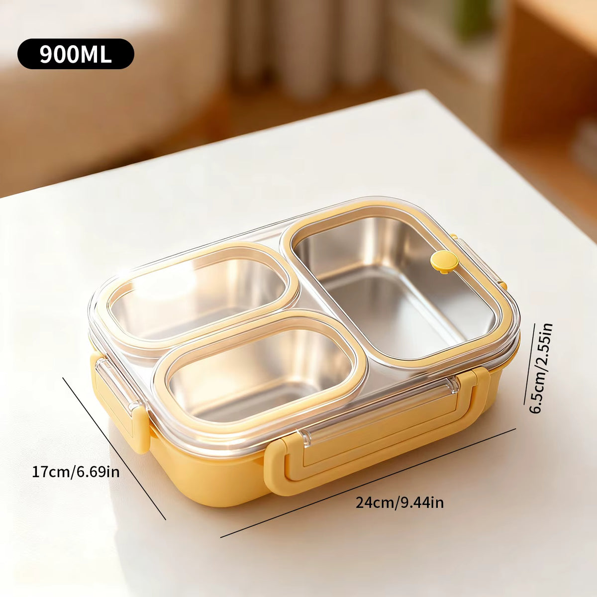 Auslaufsichere Kinder-Lunchbox aus rostfreiem 304er Edelstahl (großes Fassungsvermögen)