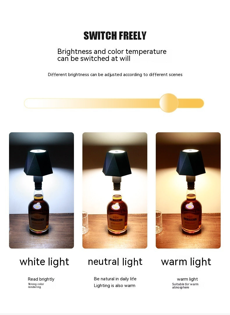 CorkLume | Kabelloser Lampenkopf für Weinflaschen - wiederaufladbare LED-Touchlampe für Flaschen, Wohnkultur