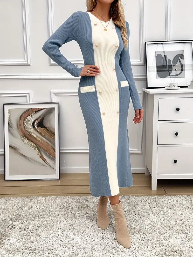 Harperly - Doppelreihiges Strickkleid für Damen