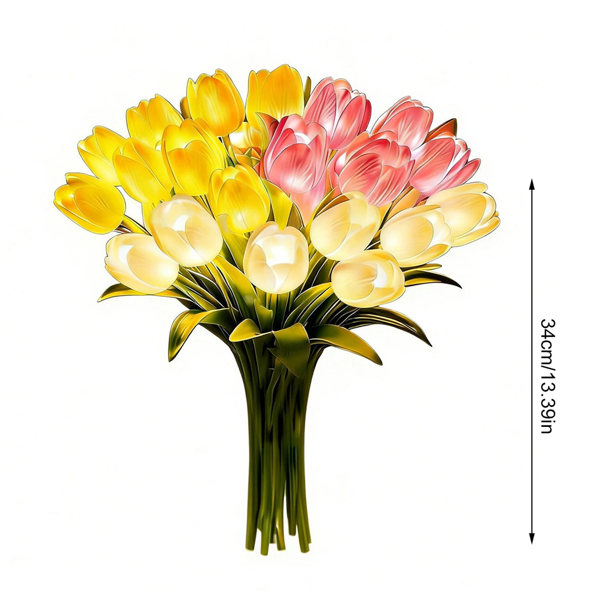 Künstlicher Tulpenstrauß mit warmem LED-Licht – Nachtlicht (15er-Set)